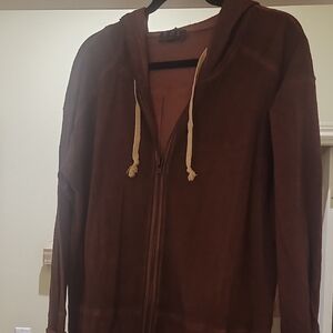NWOT POL Warm Maroon Midi Full Zip Hoodie